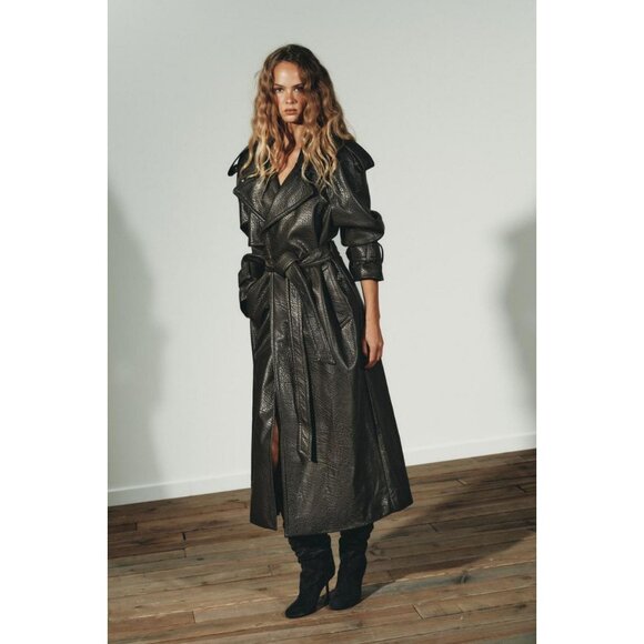 ZARA FAUX LEATHER COAT - Picture 2 of 9